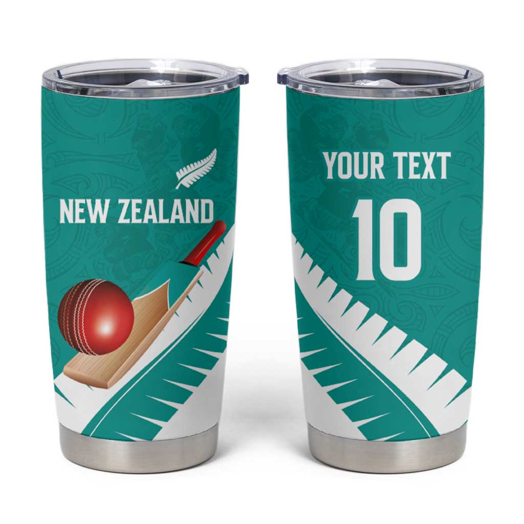 Custom New Zealand Cricket Tumbler Cup Kiwi Birds Haka Dance Turquoise Fern Sporty Style LT03 Turquoise - Polynesian Pride