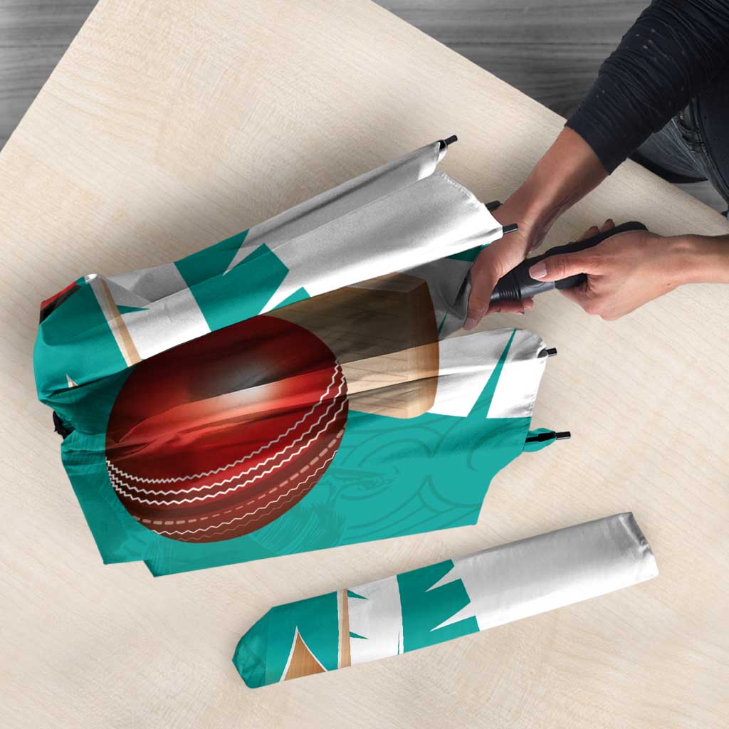 New Zealand Cricket Umbrella Kiwi Birds Haka Dance Turquoise Fern Sporty Style LT03 - Polynesian Pride