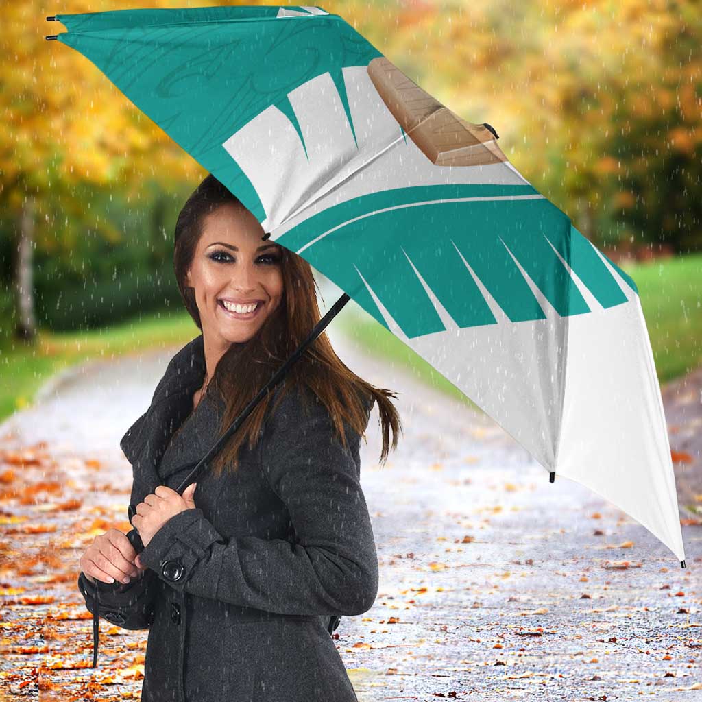 New Zealand Cricket Umbrella Kiwi Birds Haka Dance Turquoise Fern Sporty Style LT03 - Polynesian Pride