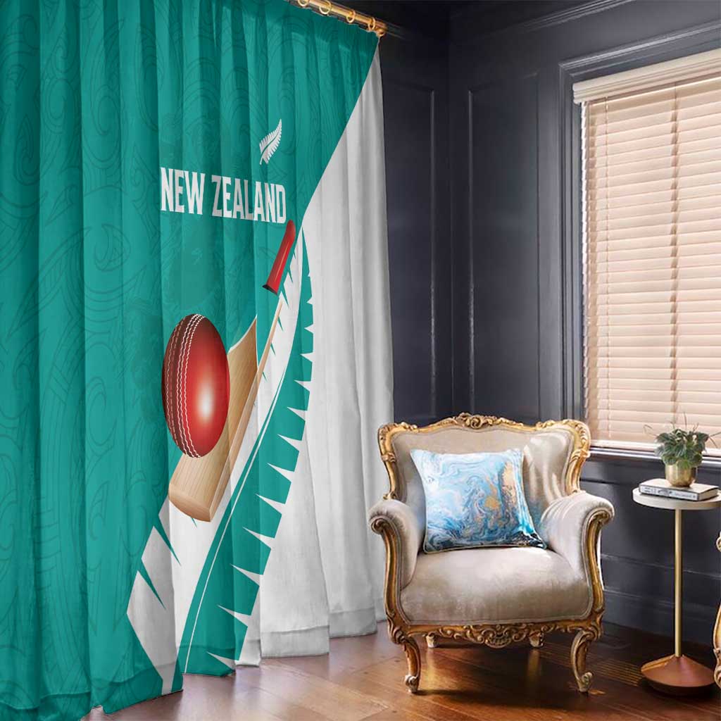 New Zealand Cricket Window Curtain Kiwi Birds Haka Dance Turquoise Fern Sporty Style LT03 - Polynesian Pride