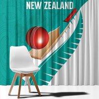 New Zealand Cricket Window Curtain Kiwi Birds Haka Dance Turquoise Fern Sporty Style LT03 - Polynesian Pride