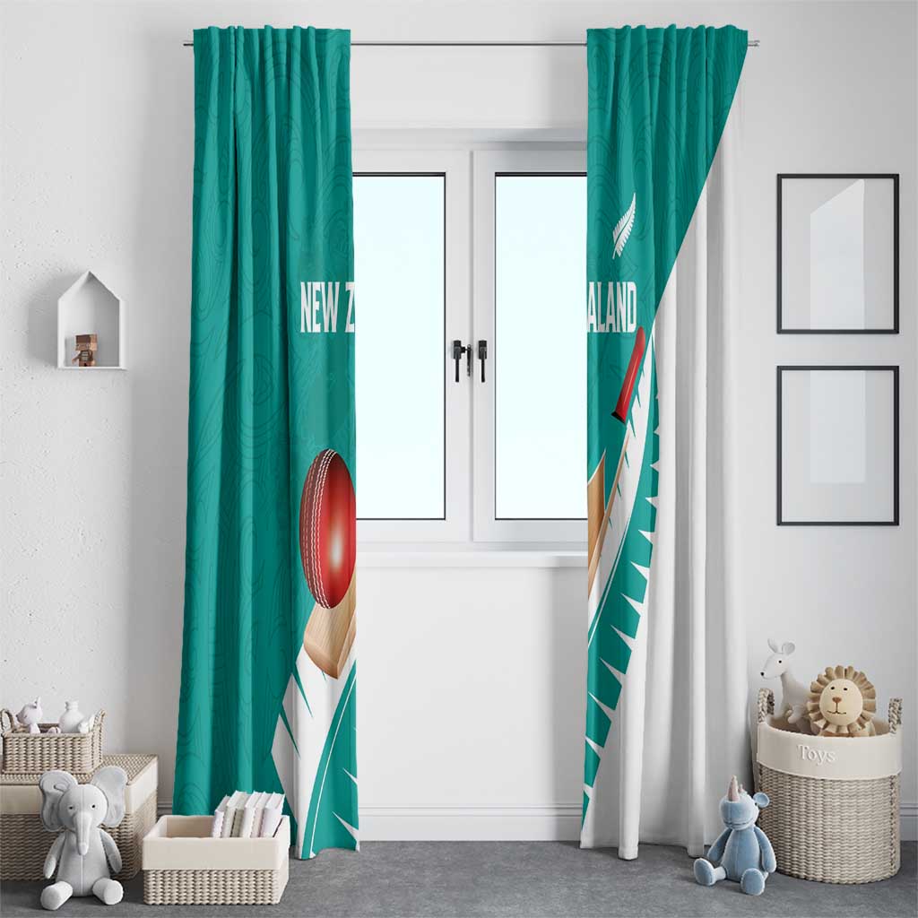 New Zealand Cricket Window Curtain Kiwi Birds Haka Dance Turquoise Fern Sporty Style LT03 - Polynesian Pride