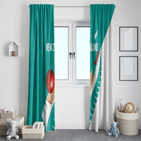 New Zealand Cricket Window Curtain Kiwi Birds Haka Dance Turquoise Fern Sporty Style LT03 - Polynesian Pride