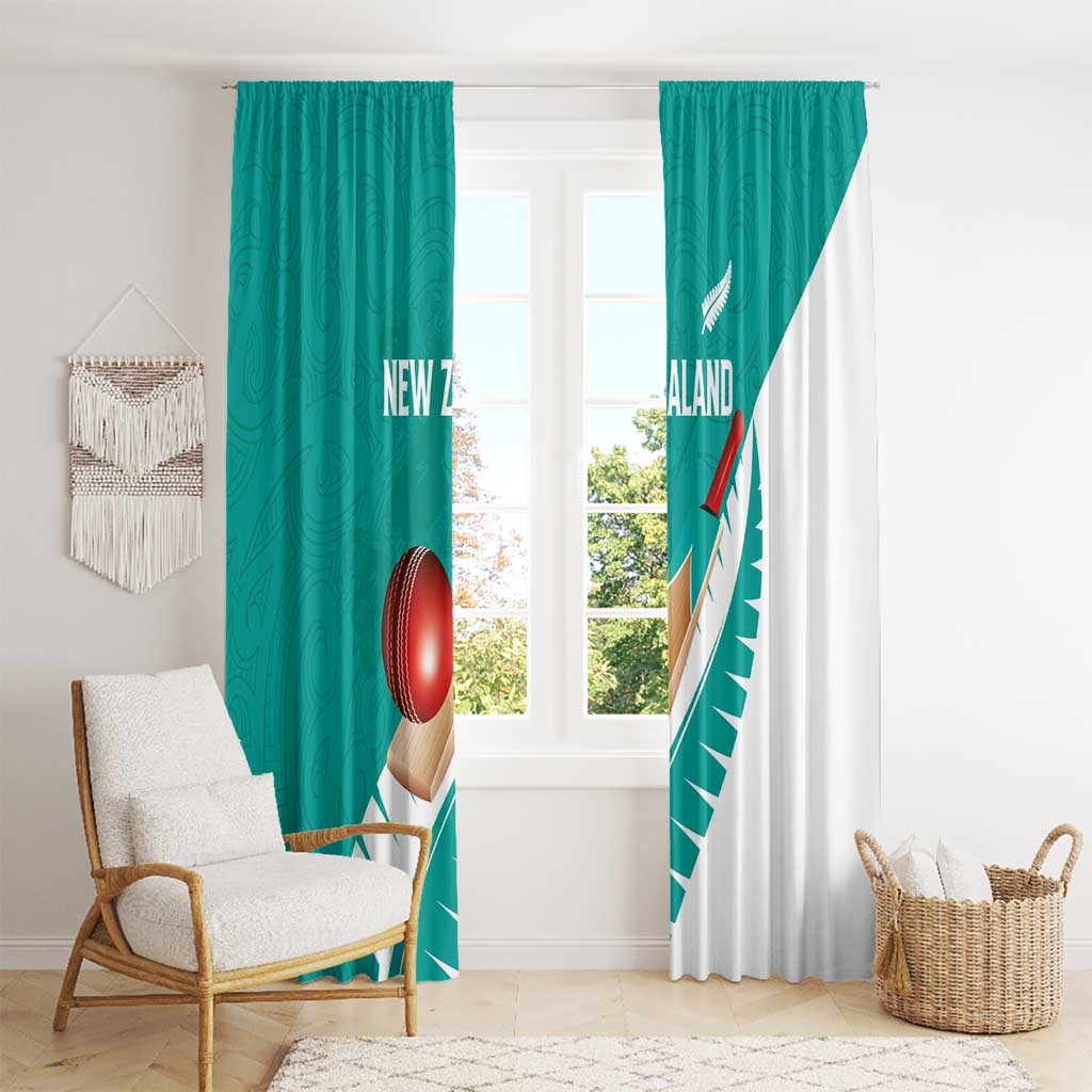 New Zealand Cricket Window Curtain Kiwi Birds Haka Dance Turquoise Fern Sporty Style LT03 - Polynesian Pride