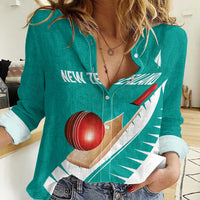 Custom New Zealand Cricket Women Casual Shirt Kiwi Birds Haka Dance Turquoise Fern Sporty Style LT03 Female Turquoise - Polynesian Pride