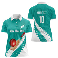 Custom New Zealand Cricket Women Polo Shirt Kiwi Birds Haka Dance Turquoise Fern Sporty Style LT03 - Polynesian Pride