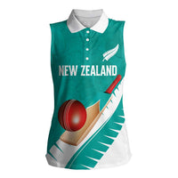 Custom New Zealand Cricket Women Sleeveless Polo Shirt Kiwi Birds Haka Dance Turquoise Fern Sporty Style LT03 Female Turquoise - Polynesian Pride