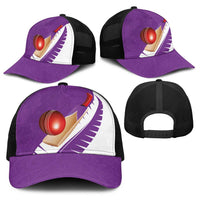 New Zealand Cricket Baseball Net Cap Kiwi Birds Haka Dance Purple Fern Sporty Style