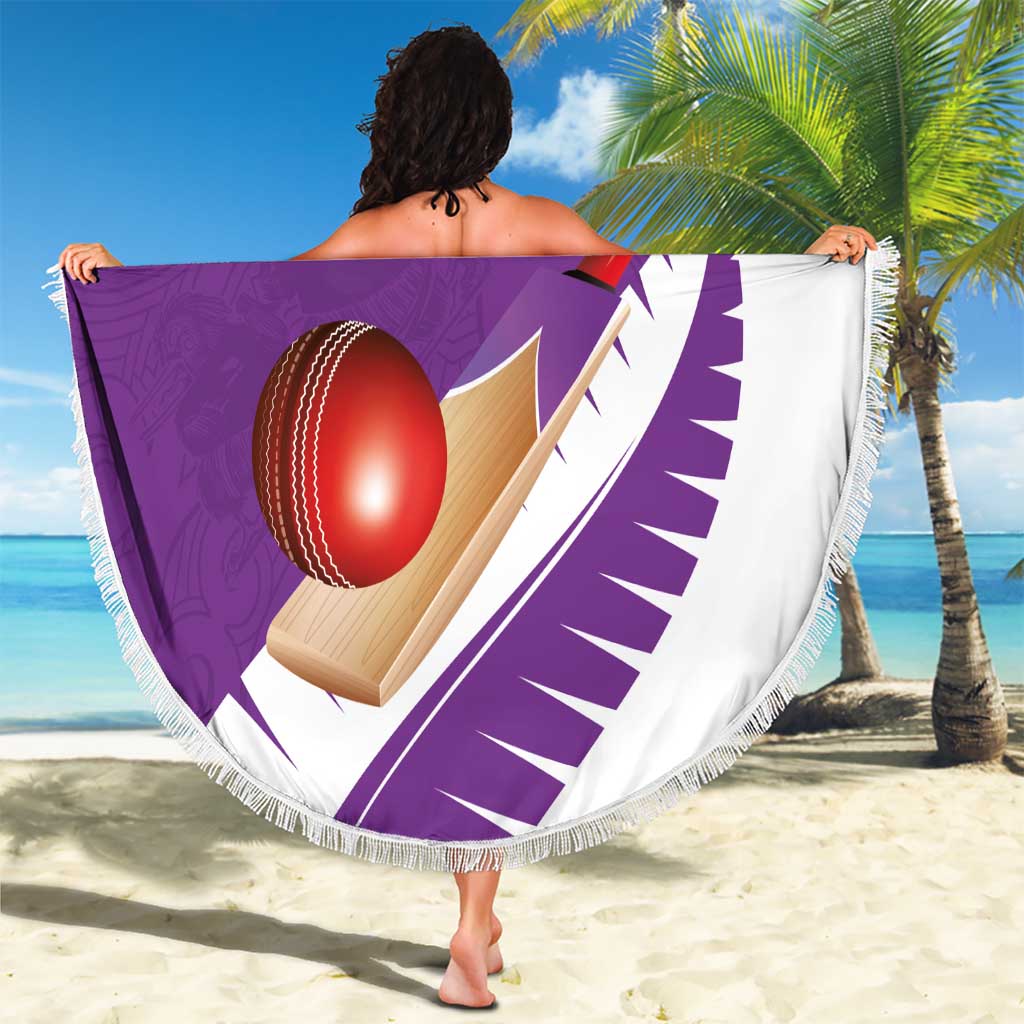 New Zealand Cricket Beach Blanket Kiwi Birds Haka Dance Purple Fern Sporty Style LT03 - Polynesian Pride