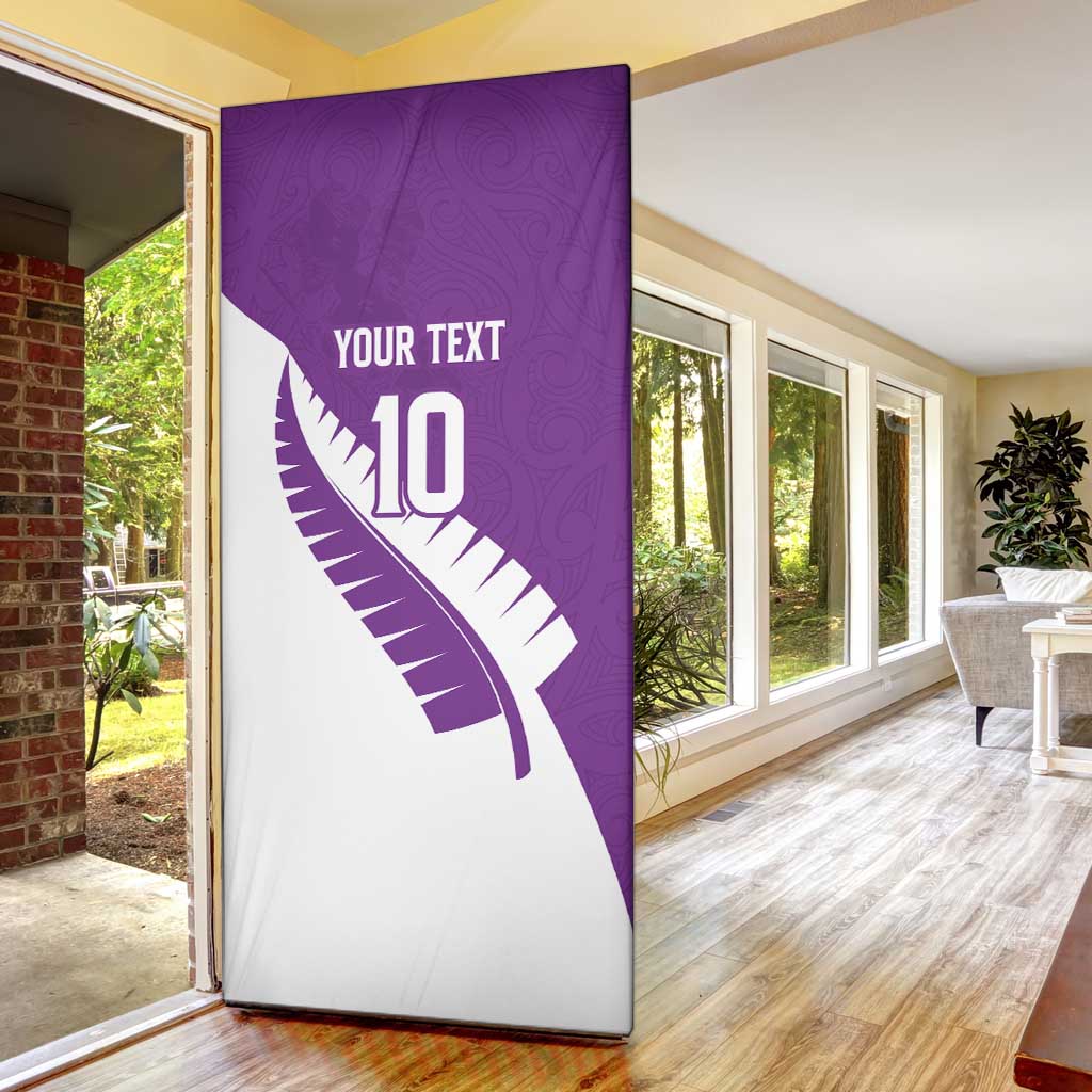 Custom New Zealand Cricket Door Cover Kiwi Birds Haka Dance Purple Fern Sporty Style LT03 - Polynesian Pride
