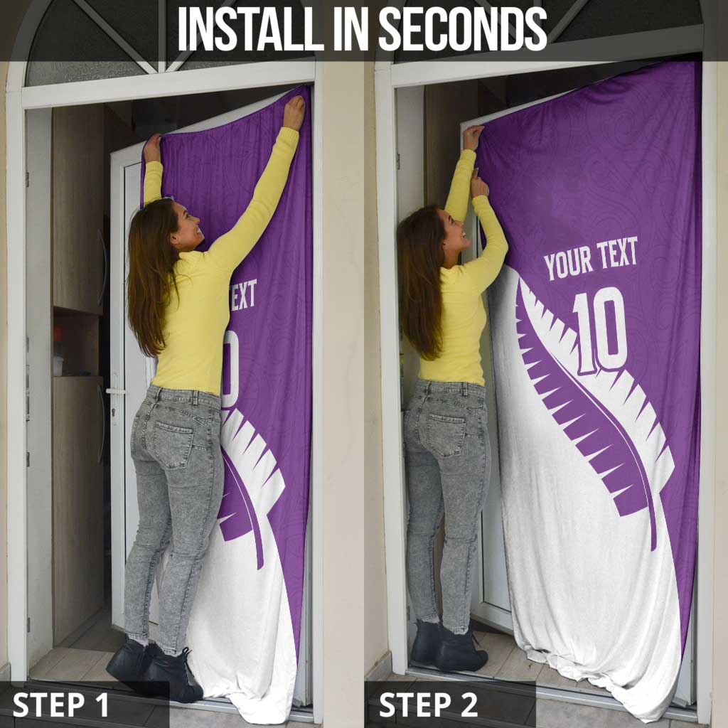 Custom New Zealand Cricket Door Cover Kiwi Birds Haka Dance Purple Fern Sporty Style LT03 - Polynesian Pride