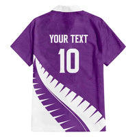 Custom New Zealand Cricket Family Matching Puletasi and Hawaiian Shirt Kiwi Birds Haka Dance Purple Fern Sporty Style LT03 - Polynesian Pride