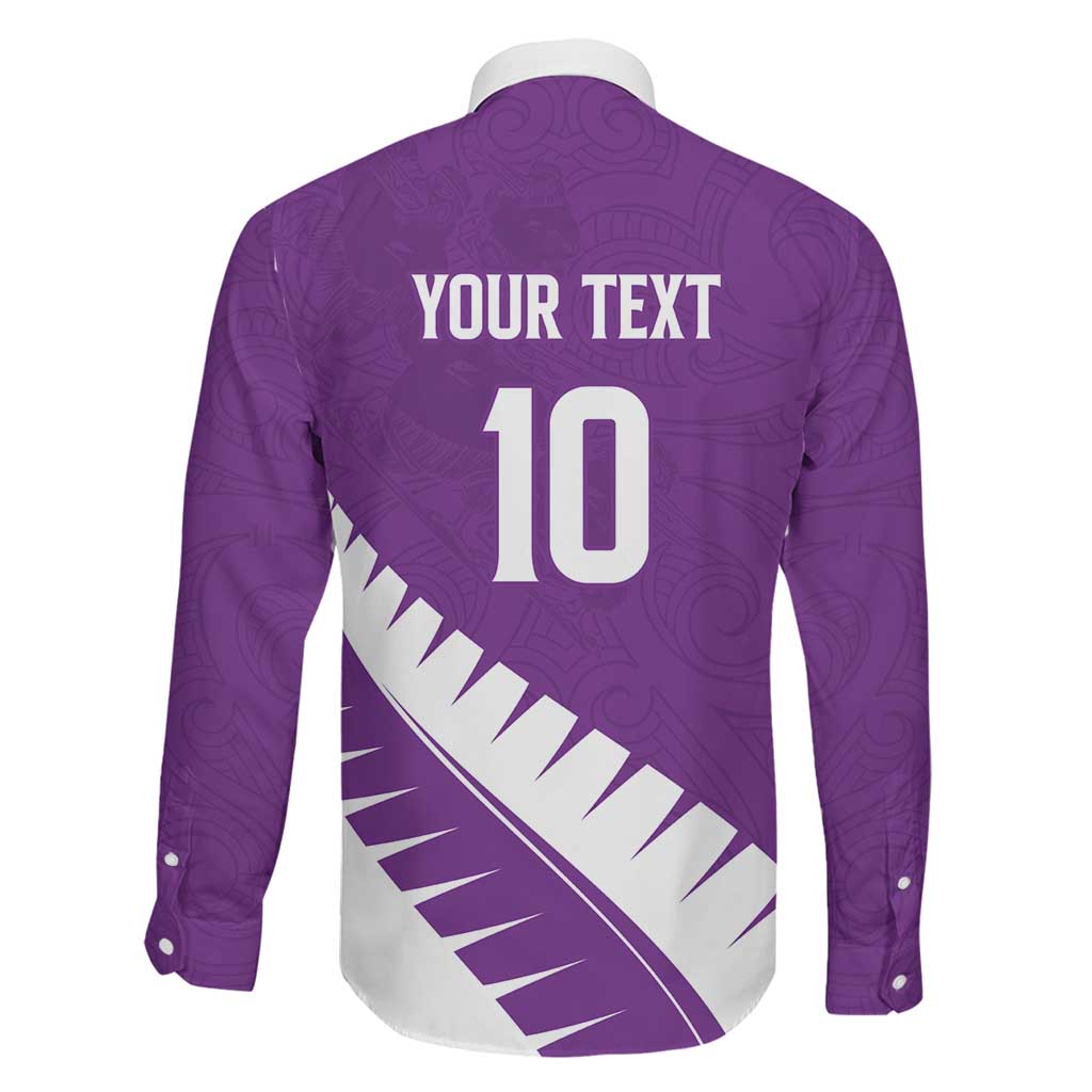 Custom New Zealand Cricket Family Matching Puletasi and Hawaiian Shirt Kiwi Birds Haka Dance Purple Fern Sporty Style LT03 - Polynesian Pride