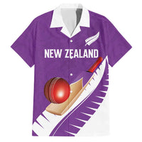 Custom New Zealand Cricket Family Matching Summer Maxi Dress and Hawaiian Shirt Kiwi Birds Haka Dance Purple Fern Sporty Style LT03 Dad's Shirt - Short Sleeve Purple - Polynesian Pride