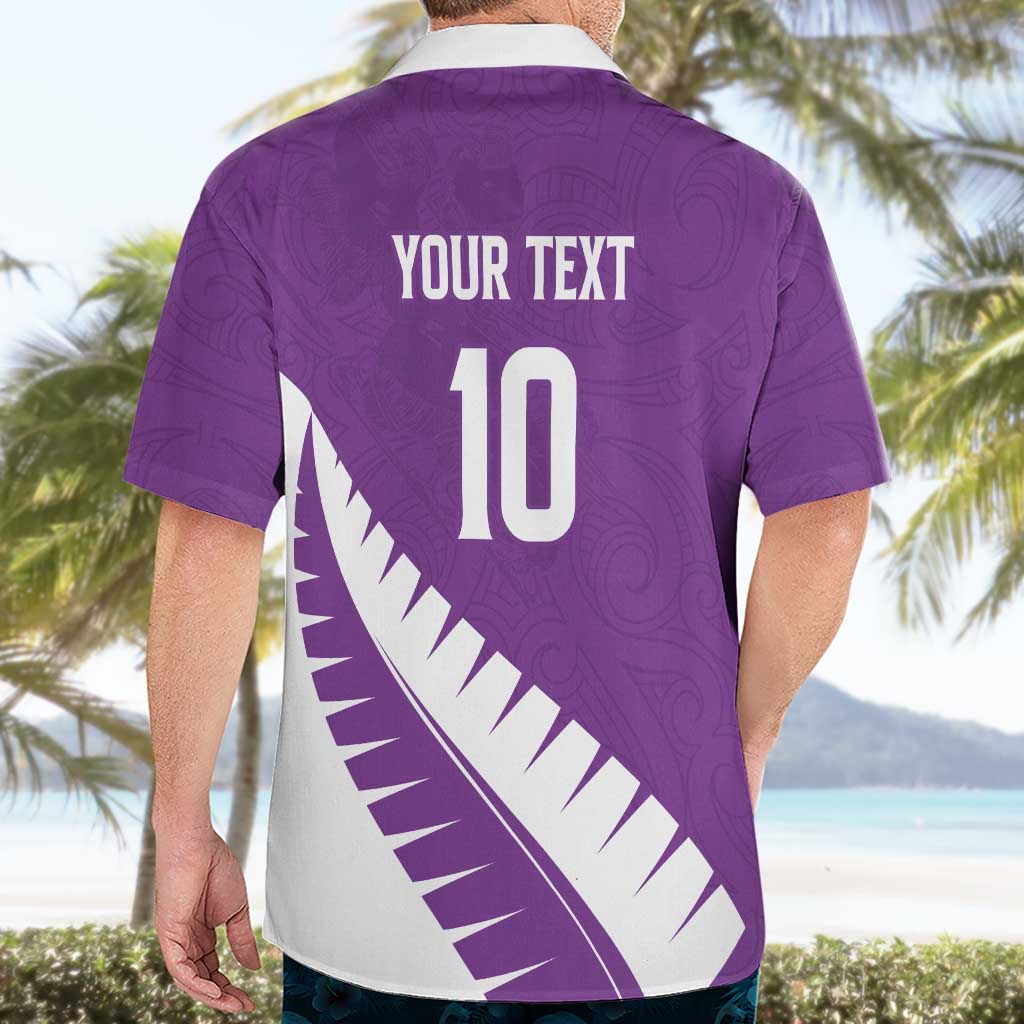 Custom New Zealand Cricket Hawaiian Shirt Kiwi Birds Haka Dance Purple Fern Sporty Style LT03 - Polynesian Pride
