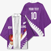 Custom New Zealand Cricket Kimono Kiwi Birds Haka Dance Purple Fern Sporty Style LT03 - Polynesian Pride