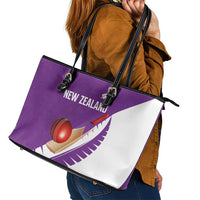 New Zealand Cricket Leather Tote Bag Kiwi Birds Haka Dance Purple Fern Sporty Style LT03 - Polynesian Pride