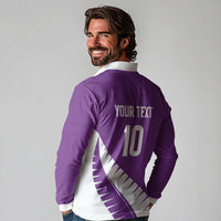 Custom New Zealand Cricket Long Sleeve Polo Shirt Kiwi Birds Haka Dance Purple Fern Sporty Style LT03 - Polynesian Pride