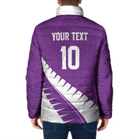 Custom New Zealand Cricket Padded Jacket Kiwi Birds Haka Dance Purple Fern Sporty Style LT03 - Polynesian Pride