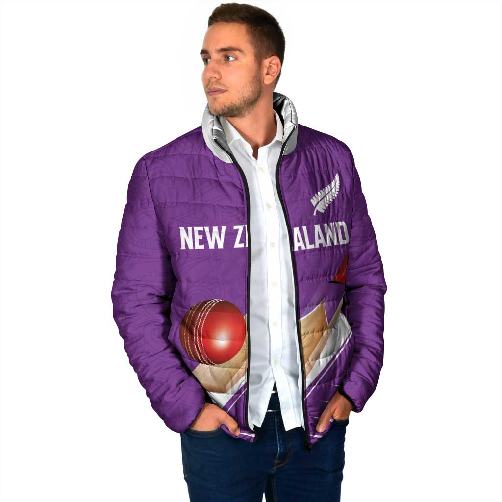 Custom New Zealand Cricket Padded Jacket Kiwi Birds Haka Dance Purple Fern Sporty Style LT03 - Polynesian Pride