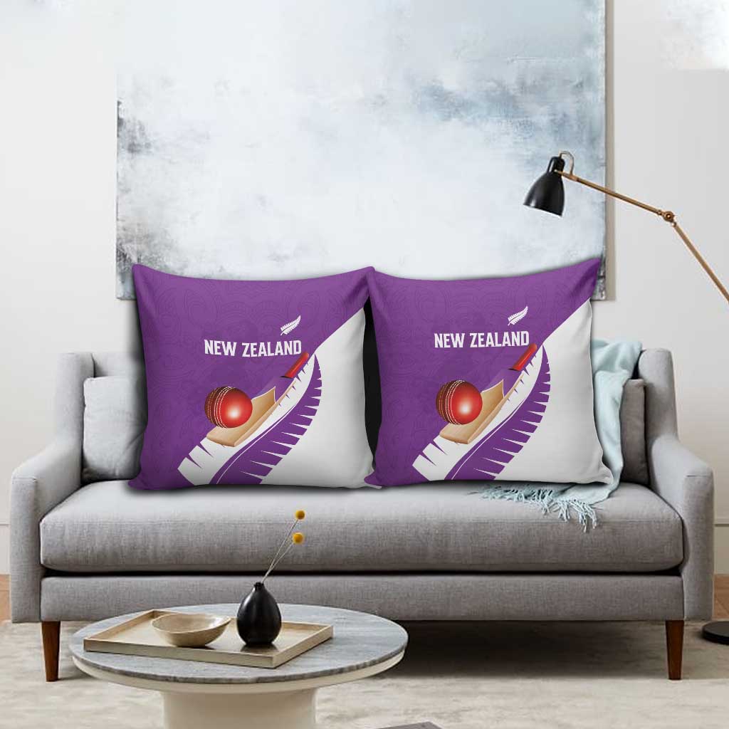 New Zealand Cricket Pillow Cover Kiwi Birds Haka Dance Purple Fern Sporty Style LT03 - Polynesian Pride
