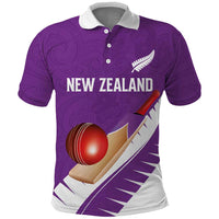 Custom New Zealand Cricket Polo Shirt Kiwi Birds Haka Dance Purple Fern Sporty Style LT03 Purple - Polynesian Pride