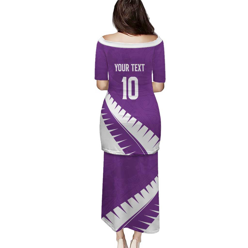 Custom New Zealand Cricket Puletasi Kiwi Birds Haka Dance Purple Fern Sporty Style LT03 - Polynesian Pride