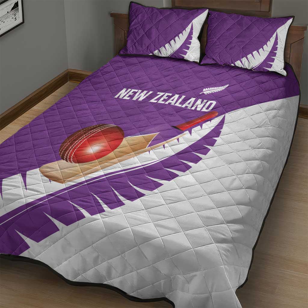 New Zealand Cricket Quilt Bed Set Kiwi Birds Haka Dance Purple Fern Sporty Style LT03 - Polynesian Pride