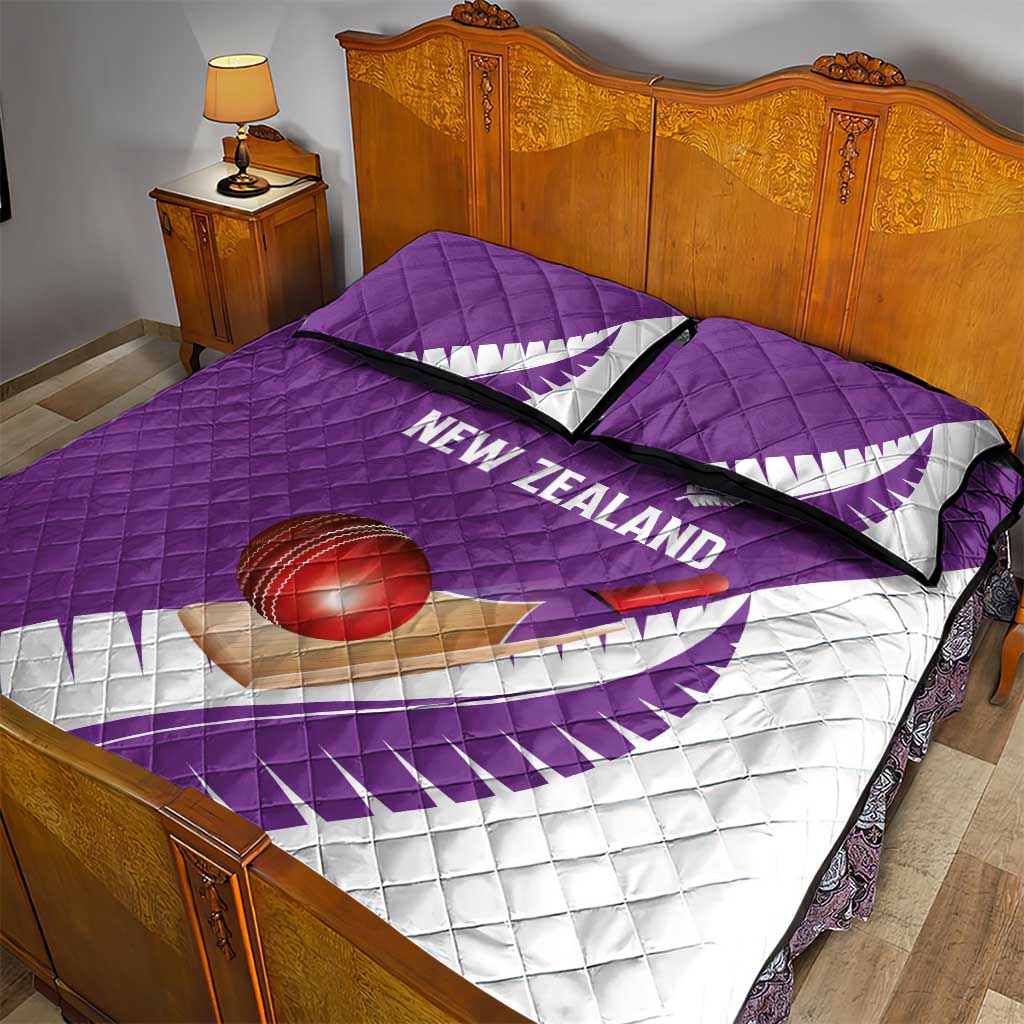 New Zealand Cricket Quilt Bed Set Kiwi Birds Haka Dance Purple Fern Sporty Style LT03 - Polynesian Pride