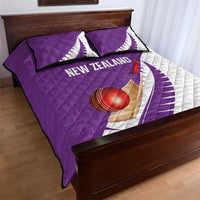 New Zealand Cricket Quilt Bed Set Kiwi Birds Haka Dance Purple Fern Sporty Style LT03 - Polynesian Pride