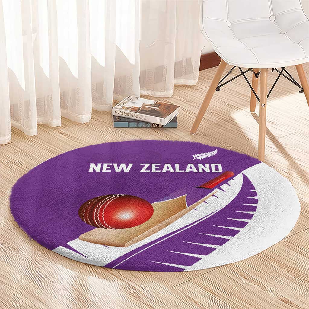 New Zealand Cricket Round Carpet Kiwi Birds Haka Dance Purple Fern Sporty Style LT03 - Polynesian Pride