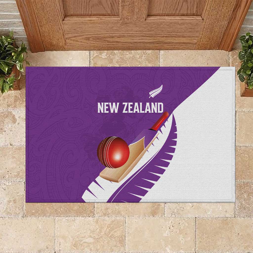 New Zealand Cricket Rubber Doormat Kiwi Birds Haka Dance Purple Fern Sporty Style LT03 Purple - Polynesian Pride