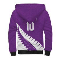 Custom New Zealand Cricket Sherpa Hoodie Kiwi Birds Haka Dance Purple Fern Sporty Style LT03 - Polynesian Pride