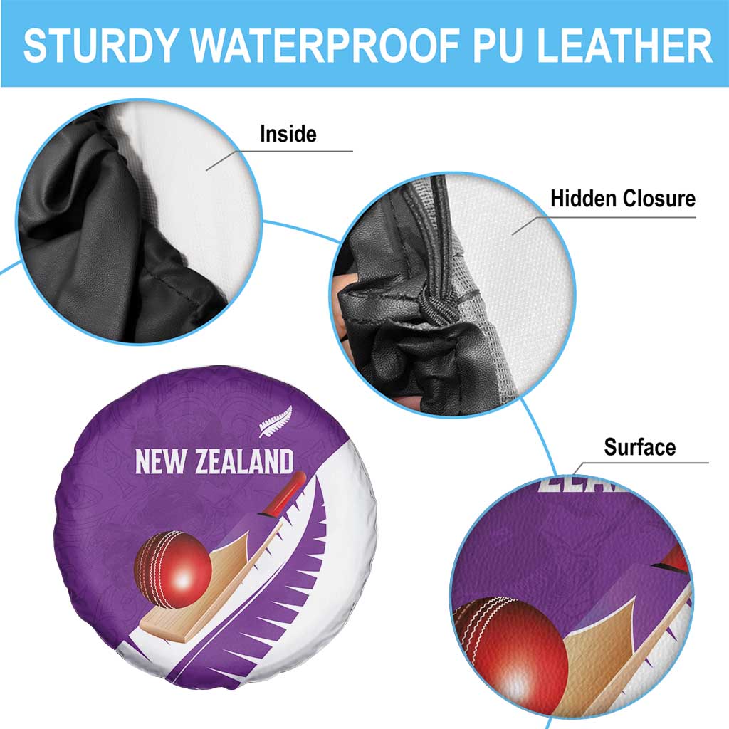 New Zealand Cricket Spare Tire Cover Kiwi Birds Haka Dance Purple Fern Sporty Style LT03 - Polynesian Pride