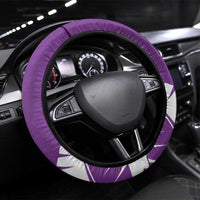 New Zealand Cricket Steering Wheel Cover Kiwi Birds Haka Dance Purple Fern Sporty Style LT03 Universal Fit Purple - Polynesian Pride