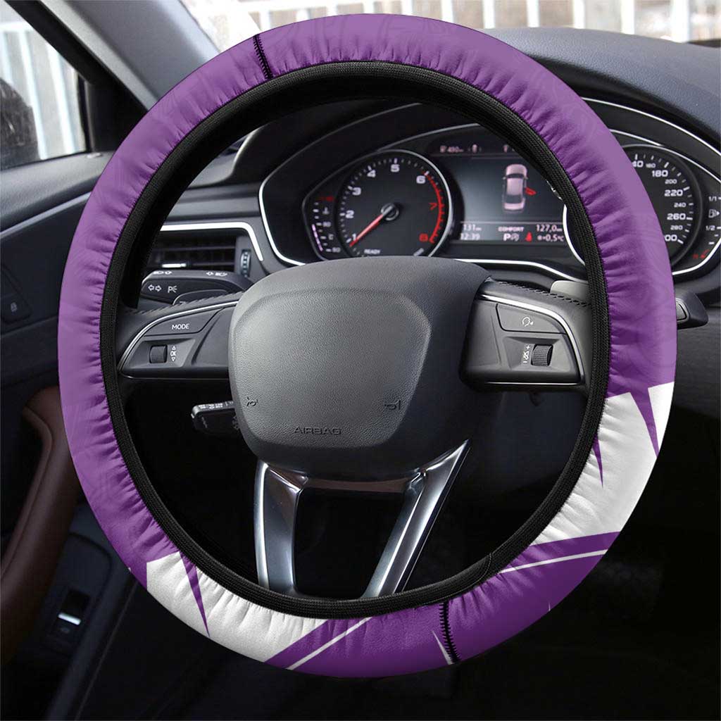 New Zealand Cricket Steering Wheel Cover Kiwi Birds Haka Dance Purple Fern Sporty Style LT03 - Polynesian Pride