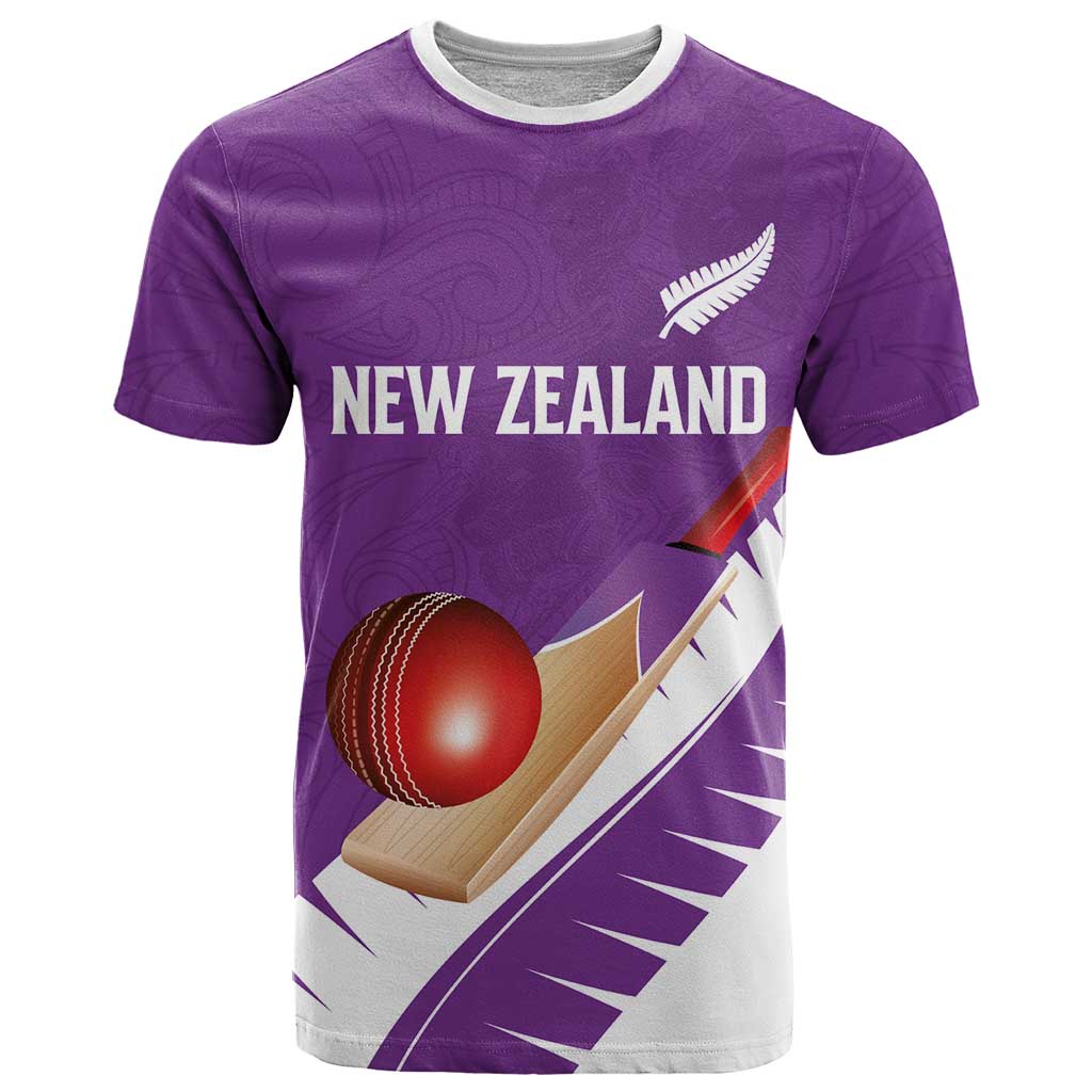 Custom New Zealand Cricket T Shirt Kiwi Birds Haka Dance Purple Fern Sporty Style LT03 Purple - Polynesian Pride