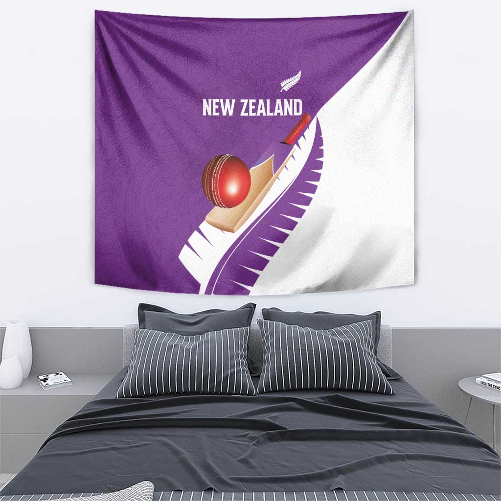 New Zealand Cricket Tapestry Kiwi Birds Haka Dance Purple Fern Sporty Style LT03 - Polynesian Pride