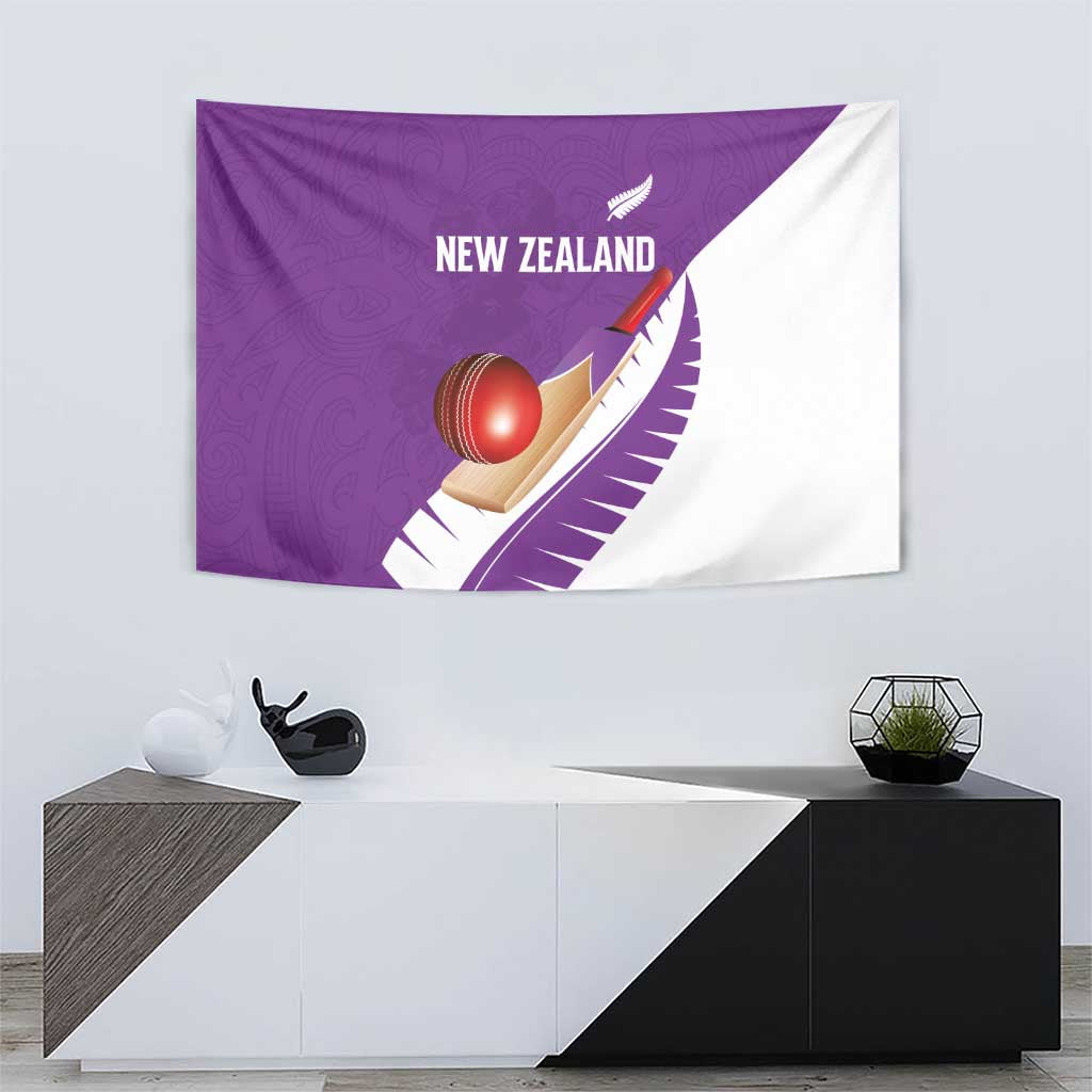 New Zealand Cricket Tapestry Kiwi Birds Haka Dance Purple Fern Sporty Style LT03 - Polynesian Pride