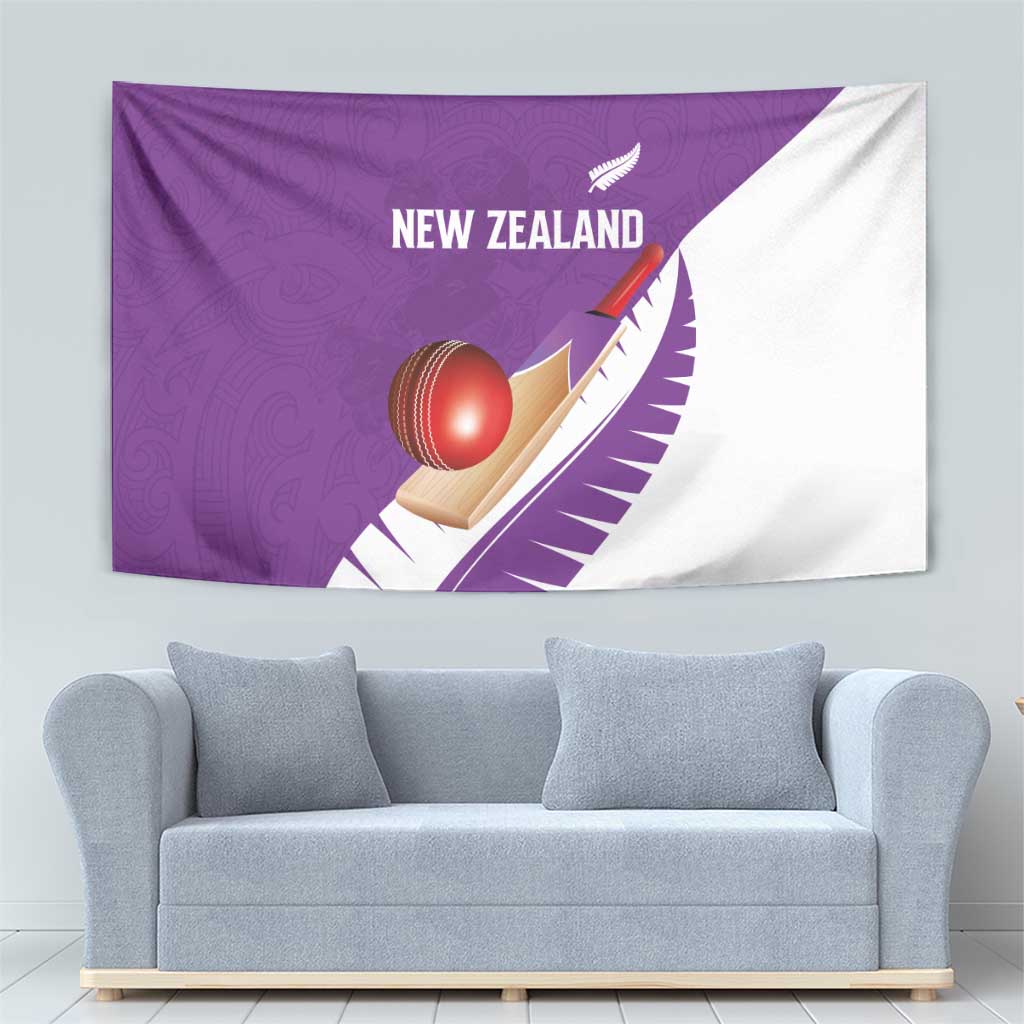New Zealand Cricket Tapestry Kiwi Birds Haka Dance Purple Fern Sporty Style LT03 - Polynesian Pride