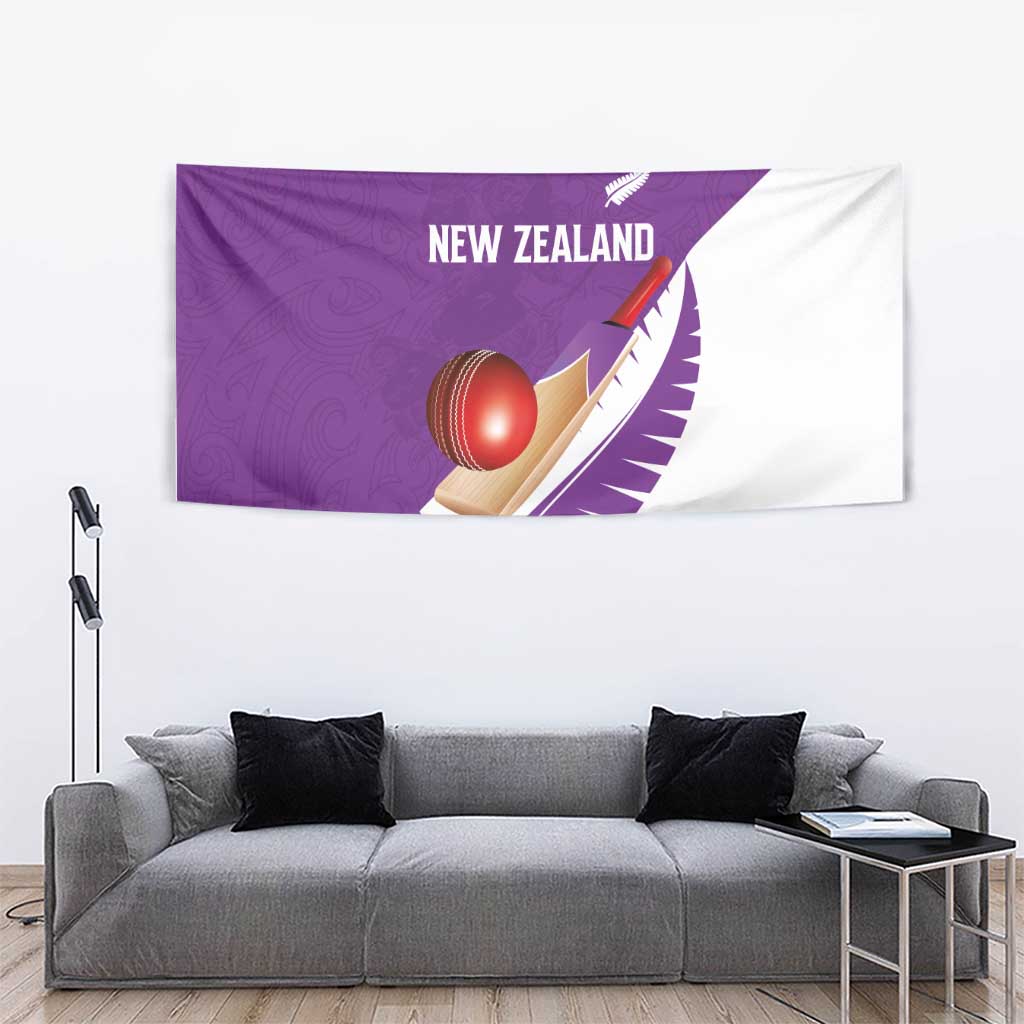 New Zealand Cricket Tapestry Kiwi Birds Haka Dance Purple Fern Sporty Style LT03 - Polynesian Pride