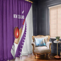 New Zealand Cricket Window Curtain Kiwi Birds Haka Dance Purple Fern Sporty Style LT03 - Polynesian Pride