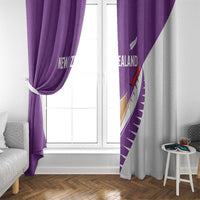 New Zealand Cricket Window Curtain Kiwi Birds Haka Dance Purple Fern Sporty Style LT03 - Polynesian Pride