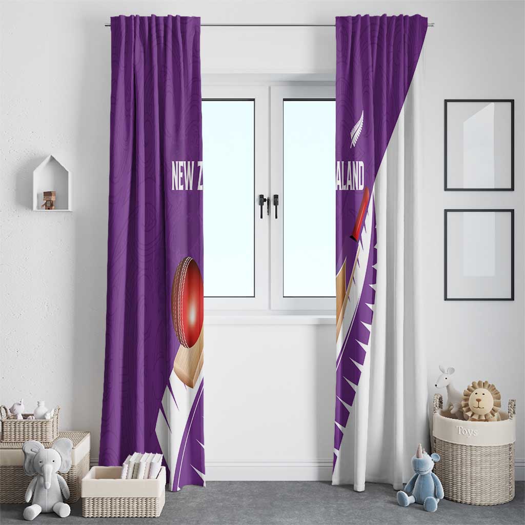 New Zealand Cricket Window Curtain Kiwi Birds Haka Dance Purple Fern Sporty Style LT03 - Polynesian Pride