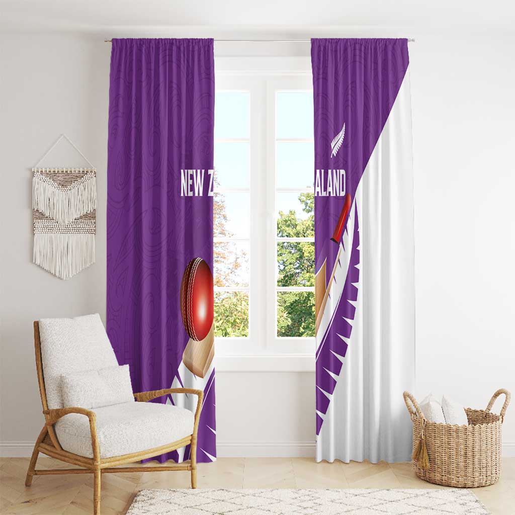 New Zealand Cricket Window Curtain Kiwi Birds Haka Dance Purple Fern Sporty Style LT03 - Polynesian Pride