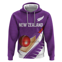 Custom New Zealand Cricket Zip Hoodie Kiwi Birds Haka Dance Purple Fern Sporty Style LT03 Pullover Hoodie Purple - Polynesian Pride