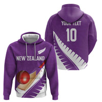 Custom New Zealand Cricket Zip Hoodie Kiwi Birds Haka Dance Purple Fern Sporty Style LT03 - Polynesian Pride