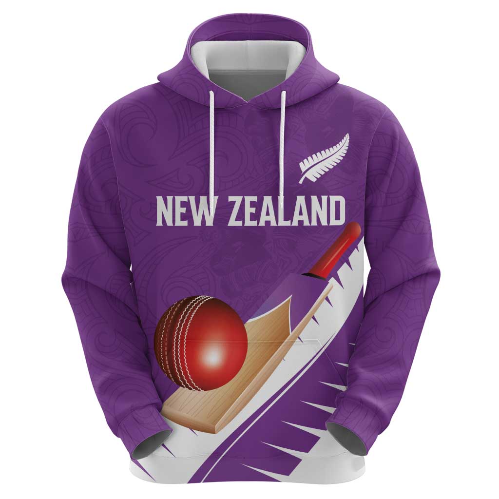 Custom New Zealand Cricket Zip Hoodie Kiwi Birds Haka Dance Purple Fern Sporty Style LT03 - Polynesian Pride