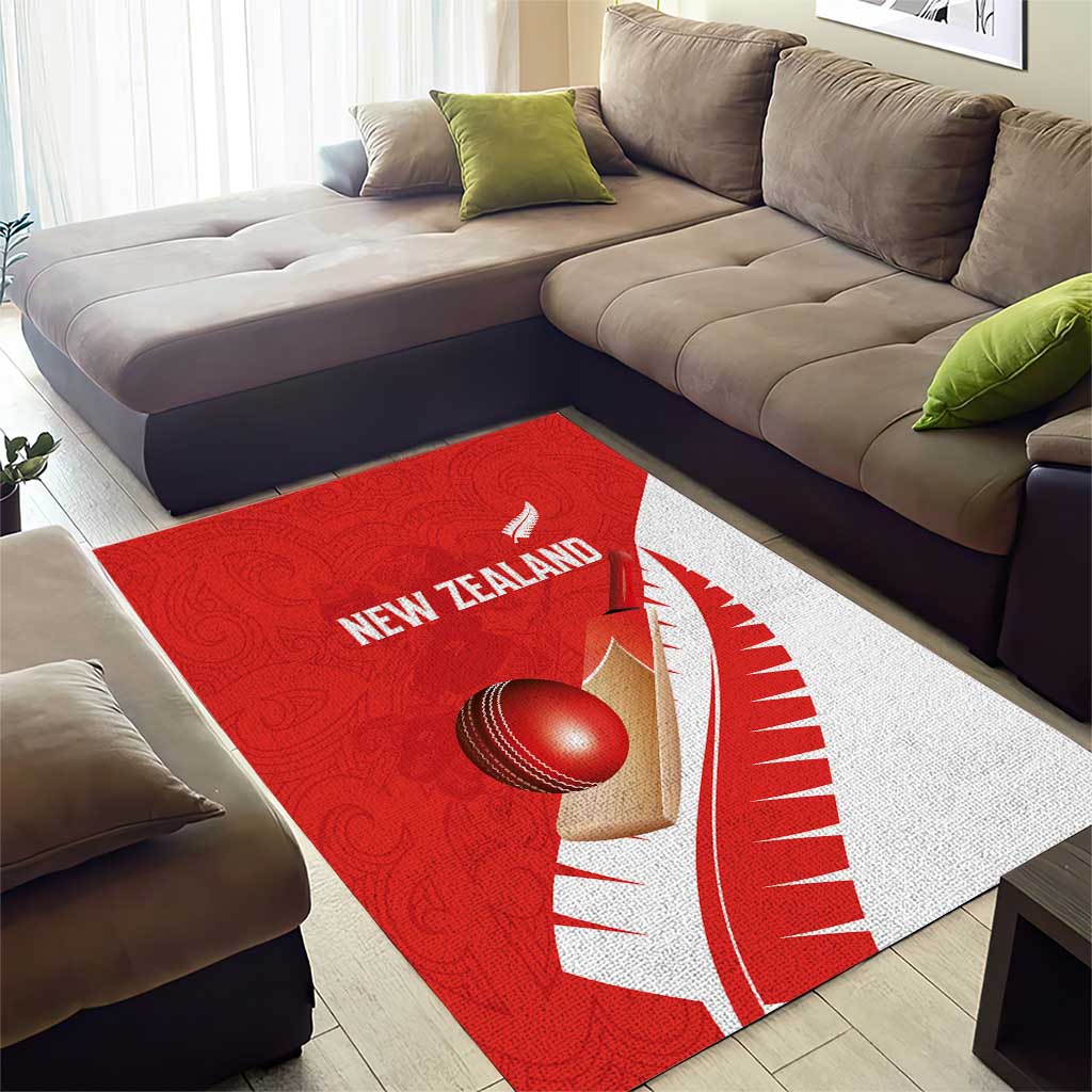 New Zealand Cricket Area Rug Kiwi Birds Haka Dance Red Fern Sporty Style LT03 - Polynesian Pride