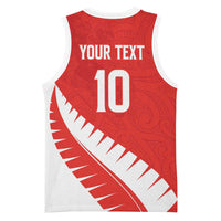Custom New Zealand Cricket Basketball Jersey Kiwi Birds Haka Dance Red Fern Sporty Style LT03 - Polynesian Pride